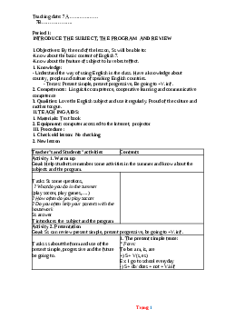 Giáo án Tiếng Anh 7 theo công văn 5512 học kì 1 rất hay