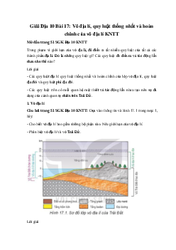 Giải Địa 10 Bài 17: Vỏ địa lí, quy luật thống nhất và hoàn chỉnh của vỏ địa lí KNTT