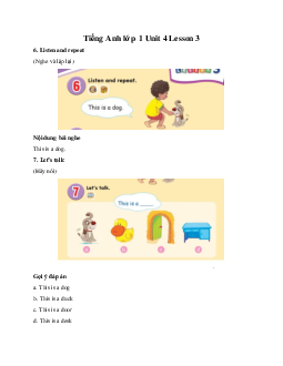 Tiếng Anh lớp 1 Unit 4 Lesson 3 | Global Success