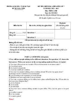 Đề thi chọn HSG Tiếng Anh 7 Huyện Gia Viễn 2022-2023 (có đáp án)