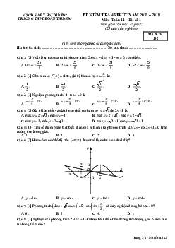 Đề kiểm tra 45 phút ĐS và GT 11 chương 1 năm 2018 – 2019 trường Đoàn Thượng – Hải Dương