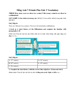 Tiếng Anh 7 Friends Plus Unit 3 Vocabulary