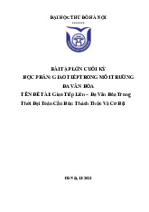Giao Tiếp Liên – Đa Văn Hóa Trong Thời Đại Toàn Cầu Hóa: Thách Thức Và Cơ Hội | Bài tập lớn Môn Giao tiếp trong môi trường đa văn hóa - Đại học Thủ đô Hà Nội