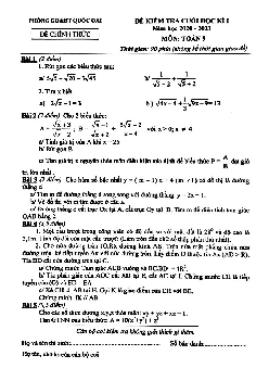 Đề thi cuối HK1 Toán 9 năm 2020 – 2021 phòng GD&ĐT Quốc Oai – Hà Nội