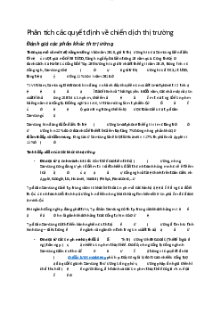 Phân tích các quyết định về chiến dịch thị trường