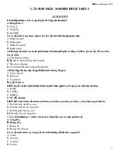 Tổng hợp câu hỏi trắc nghiệm dược liệu 2 | Trường Đại học Y khoa Vinh