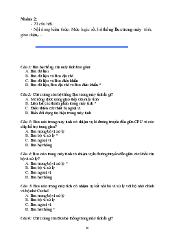 TOP 500 Câu hỏi trắc nghiệm môn Kiến trúc máy tính | Học viện Công Nghệ Bưu Chính Viễn Thông