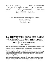 Bài tiểu luận Kinh tế chính trị Mác-Lenin: Lý thuyết tiền công của C.mác và vấn đề cải cách tiền lương ở Việt Nam hiện nay