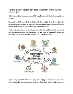 Tại sao doanh nghiệp cần thực hiện trách nhiệm xã hội của mình? | Đại học Sư Phạm Hà Nội