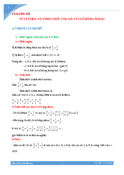 Chuyên đề tỉ lệ thức và tính chất của dãy tỉ số bằng nhau