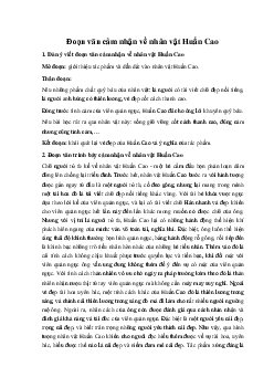 Đoạn văn cảm nhận về nhân vật Huấn Cao Ngữ Văn 10 sách Kết Nối Tri Thức