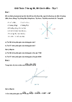 Giải Toán 7 Bài 2: Tia phân giác của một góc | Cánh diều