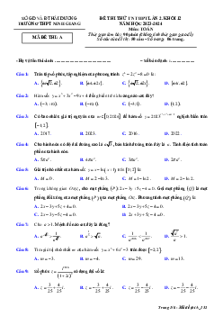Đề thi thử TN THPT 2024 lần 2 môn Toán trường THPT Ninh Giang – Hải Dương