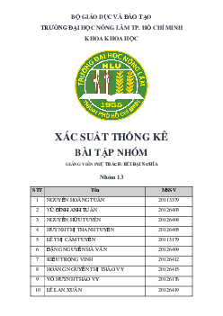 Báo cáo môn Xác suất thống kê | Đại học Nông Lâm TP.HCM