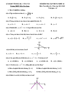 Đề kiểm tra tập trung Đại số 10 chương 2 trường Trần Văn Quan – Bà Rịa – Vũng Tàu