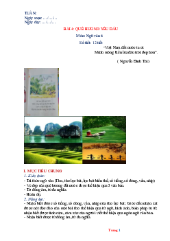 Giáo án môn Văn 6 Bài 4: Quê hương yêu dấu sách Kết nối tri thức
