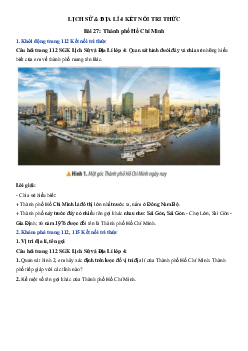 Lịch Sử và Địa Lí lớp 4 Bài 27: Thành phố Hồ Chí Minh Kết nối tri thức