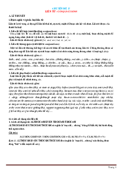 Chuyên đề 17: Liên Từ - CONJUNCTIONS Tiếng Anh 9
