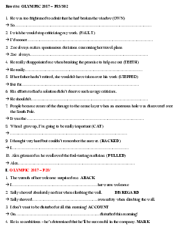Tuyển tập Viết lại câu (Sentence transformations) trong tất cả các đề thi Olympic 30-4 năm 2017 môn Tiếng Anh có đáp án - Rewrite OLYMPIC 2017
