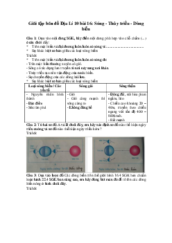 Tập bản đồ Địa lý lớp 10 bài 16: Sóng - Thủy triều - Dòng biển