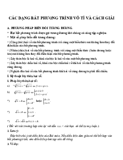 Các dạng Bất phương trình vô tỉ và cách giải