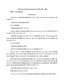 Phiếu bài tập ôn hè lớp 4 lên lớp 5 năm 2024 môn Tiếng Việt - Đề 6