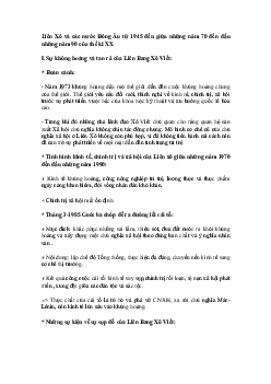 Liên Xô và các nước Đông Âu từ 1945 đến giữa những năm 70 đến đầu những năm 90 của thế kỉ XX