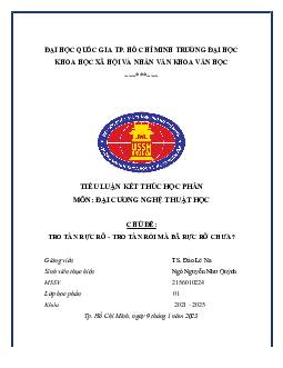 Tiểu luận kết thúc học phần  | ĐẠI CƯƠNG NGHỆ THUẬT HỌC | Đại học Khoa học Xã hội và Nhân văn, Đại học Quốc gia Thành phố HCM