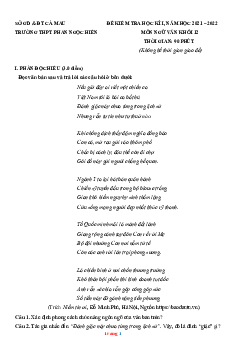 Đề kiểm tra học kì 1 Văn 12 THPT Phan Ngọc Hiển 2021-2022 (có đáp án)