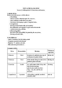 Unit 10: The ecosystem -  Giáo án Tiếng Anh 11 Global Success