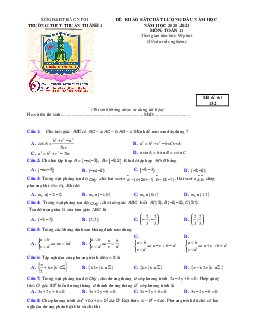 Đề KSCL Toán 11 đầu năm học 2020 – 2021 trường Thuận Thành 1 – Bắc Ninh