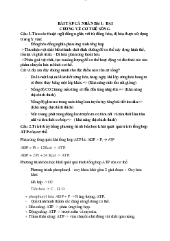 Bài tập cá nhân môn Sinh lý I về "Đại cương về cơ thể sống"