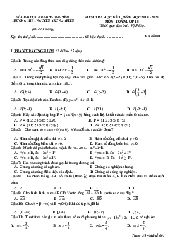 Đề thi HK1 Toán 10 năm 2019 – 2020 trường Nguyễn Trung Thiên – Hà Tĩnh