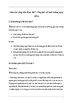 Giải GDCD 6 Bài 7: Ứng phó với tình huống nguy hiểm | Kết nối tri thức