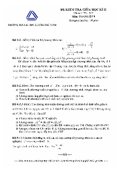 Đề giữa học kì 2 Toán 9 năm 2021 – 2022 trường Lương Thế Vinh – Hà Nội
