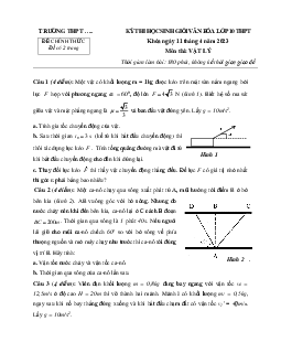 Đề thi HSG Vật lí 10 cấp trường 2022-2023 có đáp án