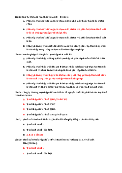 Câu hỏi trắc nghiệm có đáp án ôn tập học phần Thuế