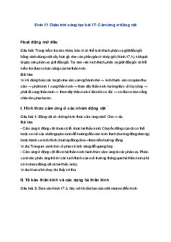Sinh 11 Chân trời sáng tạo bài 17: Cảm ứng ở động vật