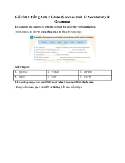 Giải SBT Tiếng Anh 7 Global Success Unit 12 Vocabulary & Grammar