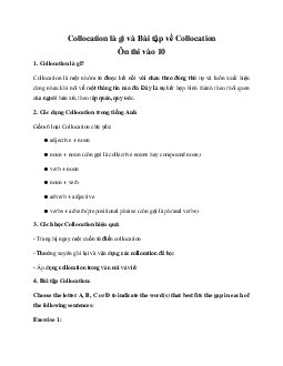 Collocation là gì và bài tập về Collocation - Ôn thi vào 10