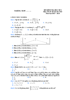 Đề thi học kì 1 môn Toán 10 năm 2023 - 2024 sách Chân trời sáng tạo đề 2