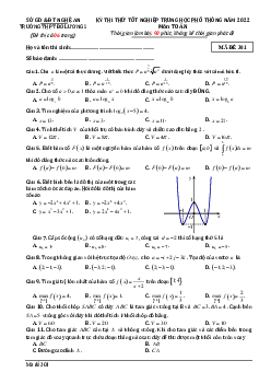 Đề thi thử THPT Quốc gia 2022 môn Toán trường THPT Đô Lương 1, Nghệ An