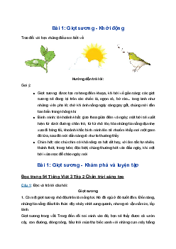 Bài 1: Giọt sương trang 54 lớp 3 Tập 2 Chân trời sáng tạo