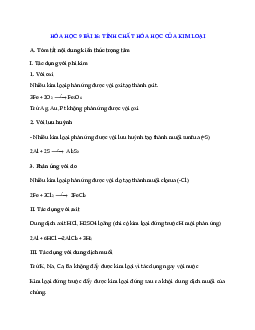 Hóa 9 Bài 16: Tính chất hóa học của kim loại