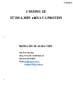 Chương III: Từ DNA, đến MRNA và Protein môn Sinh học tế bào | Trường Đại học Bách Khoa Hà Nội