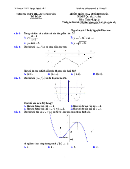 Đề ôn tập cuối học kỳ 1 Toán 12 năm 2021 – 2022 trường Thuận Thành 1 – Bắc Ninh