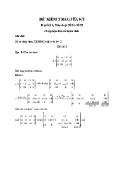 Đề kiểm tra giữa kỳ - Đại số tuyến tính | Trường Đại học Phenika