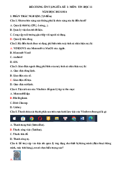 Đề cương ôn tập giữa học kì 1 môn Tin học 11 sách Kết nối tri thức với cuộc sống