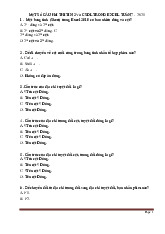 MộT Số CÂU HỏI THI TIN 2 Và CSDL Trong Excel TUầN 7 | Trường Đại học Kinh doanh và Công nghệ Hà Nội