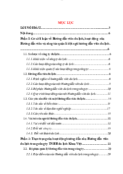 Tiểu luận: "hoạt động  của hướng dẫn viên và công tác quản lí đội ngũ hướng dẫn viên du lịch"